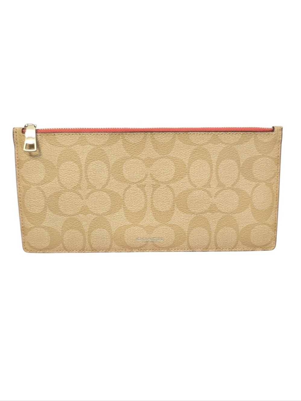 Coach Signature Canvas Zip Pouch in Tan